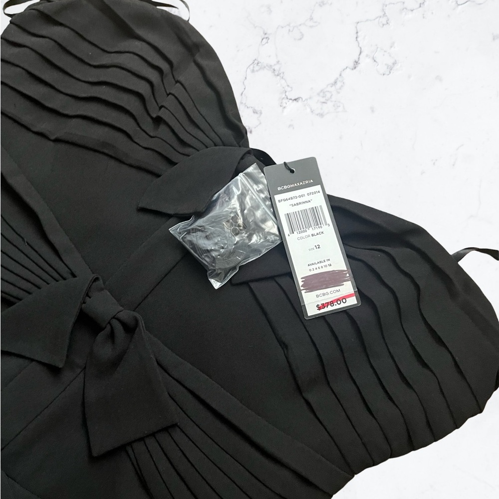 BCBG MaxAzria Black Corset Stretch Formal Dress Size 12 - Picture 5 of 8